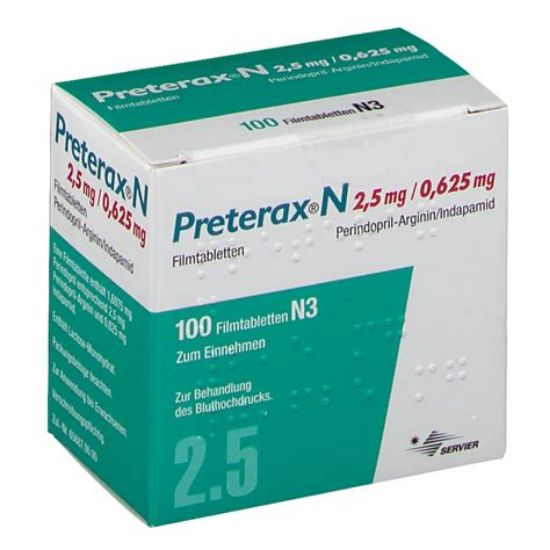 Picture of PRETERAX ARGININE 2.5/0.625 MG 15 F.C. TAB. 