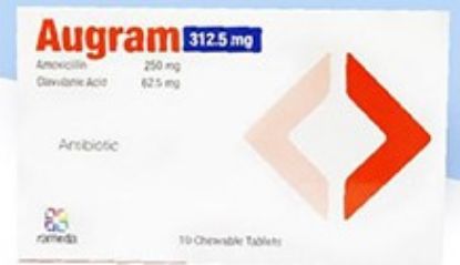 Picture of AUGRAM 312.5 MG 10 CHEWABLE TABS.