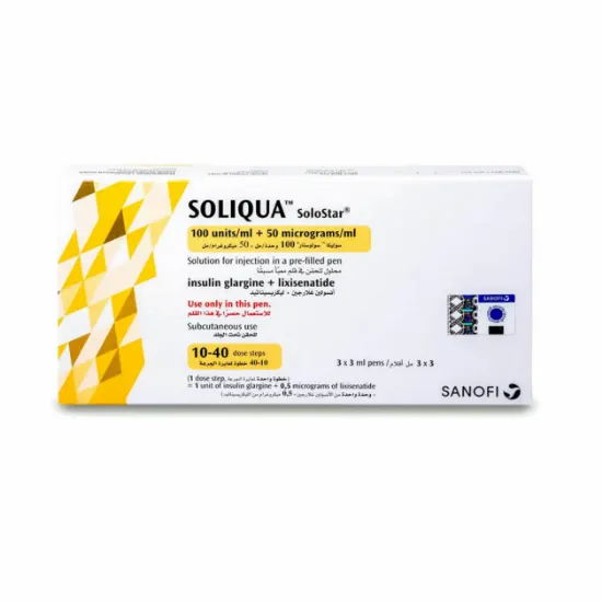 Picture of SOLIQUA 100 UNITS+50 MCG/ML 3 PREFILLED PENS 3 ML
