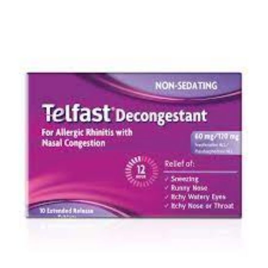 Picture of TELFAST DECONGESTANT 60/120MG 10 EXT. REL. TABS.