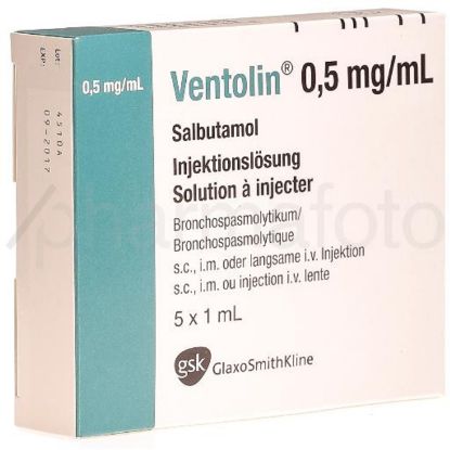 Picture of VENTOLIN 0.5MG/ML 5 AMP. FOR S.C./I.M. INJ.