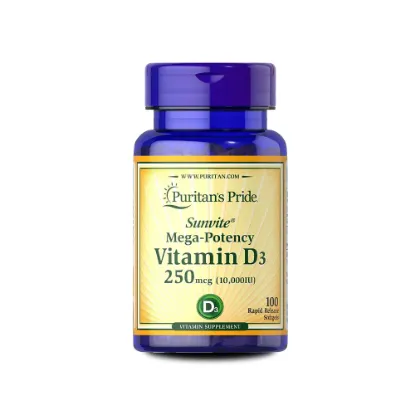 Picture of VITAMIN D3 10.000 IU 100 SOFTGELS (PURITANS PRIDE)