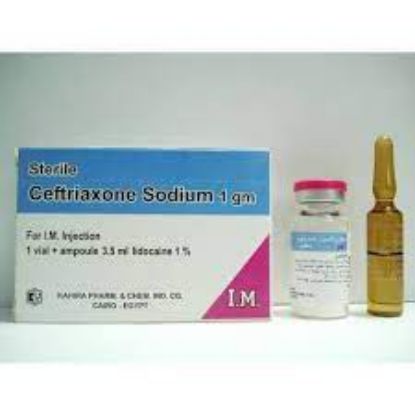 Picture of CEFTRIAXONE SODIUM 1 GM I.M.VIAL (KAHIRA)