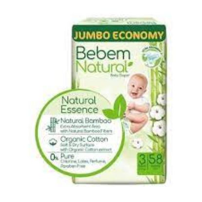 Picture of Bebem Natural - Baby Diapers - Jumbo Pack - Midi Size 3 - 58 Pieces