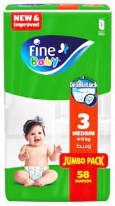 Picture of Fine Baby Diapers, Size 3, Medium, 4-9 kg, 58 Diaper