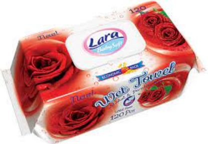 Picture of Lara Baby Soft Wet Towel Alcohol & Paraben Free Wild Rose 80 Pieces