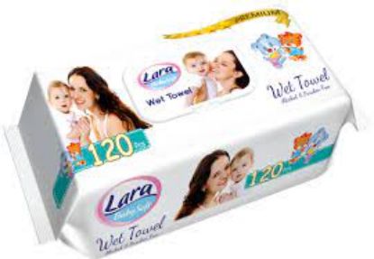 Picture of Lara Baby Soft Ultra Soft Wet Towel Provitamin B5 &Vitamin E with Chamomile Extract-120 Pieces