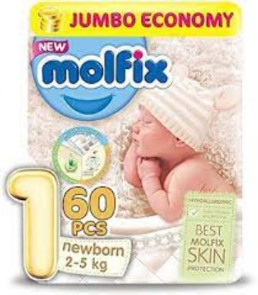 Picture of Molfix - Baby Diapers - Jumbo Pack - New Born Size 1 - 60 Pieces