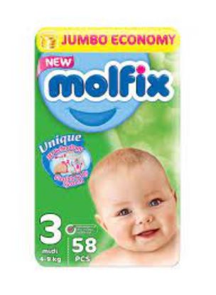 Picture of Molfix Diapers Jumbo Pack - Size 3 - Economy Pack 58 Pieces