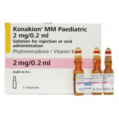 Picture of KONAKION MM PAEDIATRIC 2MG/0.2ML 5 AMP. I.M./I.V./ORAL