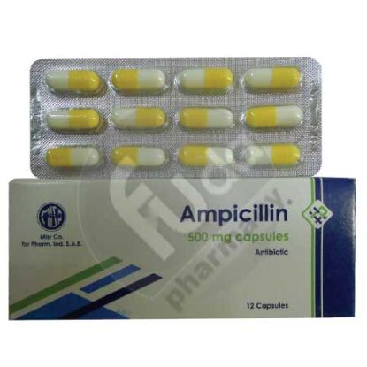 Picture of AMPICILLIN-ALEX 500 MG 12 CAPS.
